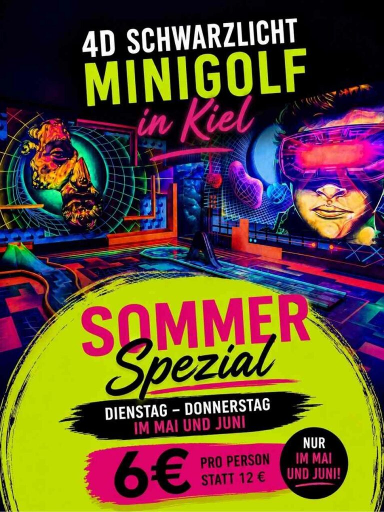 Sommerangebot beim 4D Schwarzlicht Minigolf in Kiel